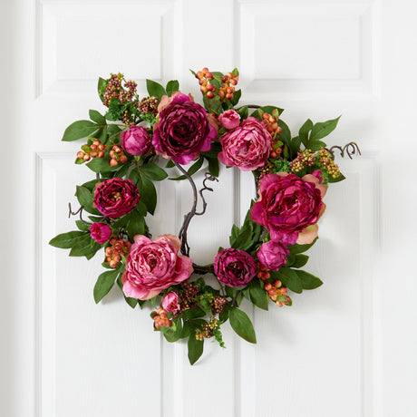 20'' Peony & Berry Wreath-Wreath-Parc Decor