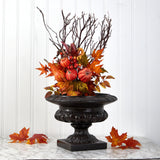 20” Pumpkin and Maple Leaf Artificial Flower Bouquet (Set of 2)-Stem-Parc Decor