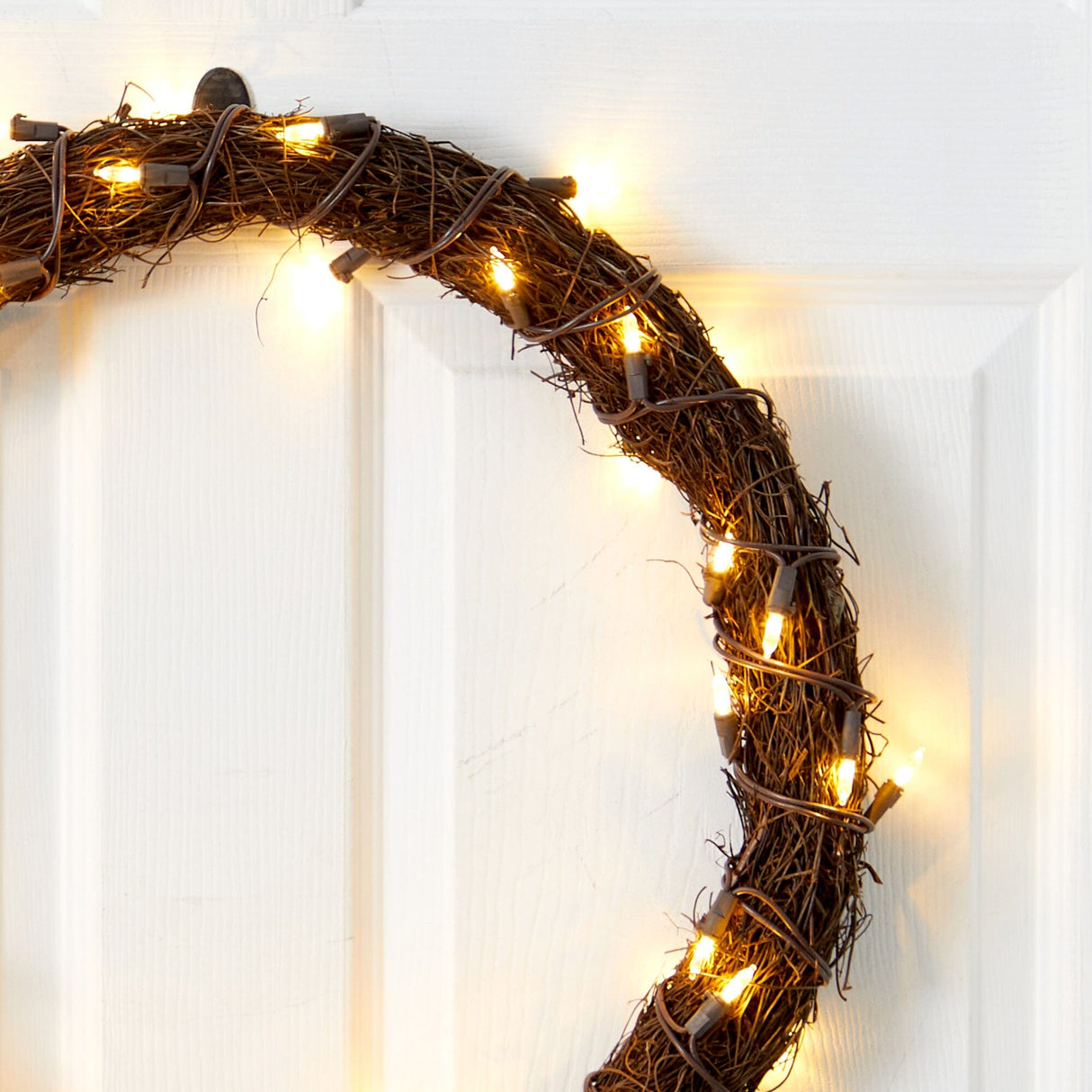 20” Vine Wreath with 50 White Warm LED Lights-Wreath-Parc Decor