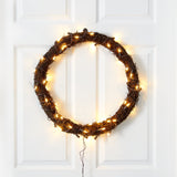 20” Vine Wreath with 50 White Warm LED Lights-Wreath-Parc Decor