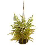 21” Fern Artificial Plant in Metal Hanging Basket-Parc Decor
