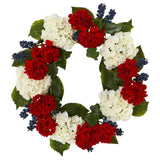 21” Geranium and Blue Berry Artificial Wreath-Parc Decor
