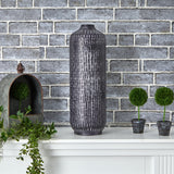 21” Embossed Metal Cylinder Vase-Planter-Parc Decor