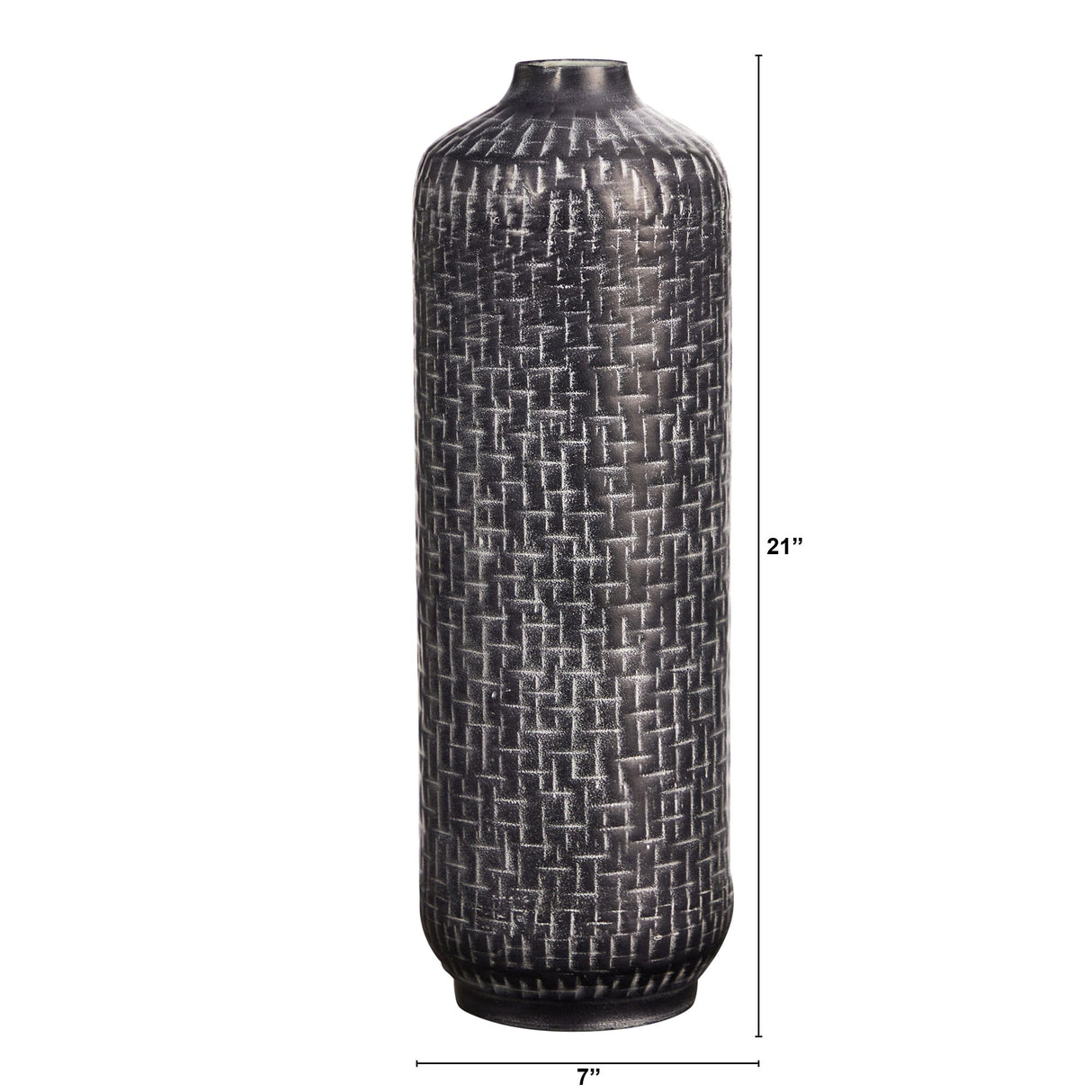 21” Embossed Metal Cylinder Vase-Planter-Parc Decor