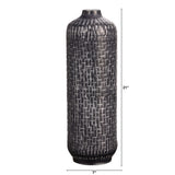 21” Embossed Metal Cylinder Vase-Planter-Parc Decor