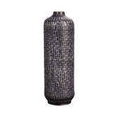 21” Embossed Metal Cylinder Vase-Planter-Parc Decor