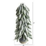 21” Flocked Artificial Christmas Tree in Decorative Planter-Christmas Tree-Parc Decor