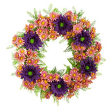 21” Mixed Daisy Artificial Wreath-Wreath-Parc Decor