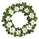 21” Poinsettia and Variegated Holly Artificial Christmas Wreath-Wreath-Parc Decor