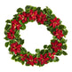 21” Poinsettia and Variegated Holly Artificial Christmas Wreath-Wreath-Parc Decor