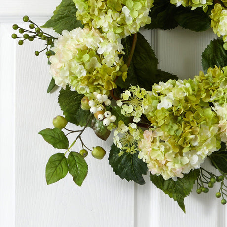 22” Artificial Hydrangea Wreath-Parc Decor