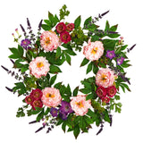 22” Assorted Peony Artificial Wreath-Parc Decor