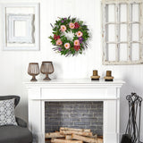 22” Assorted Peony Artificial Wreath-Parc Decor