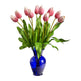 22” Dutch Tulip Artificial Arrangement in Blue Colored Vase-Parc Decor