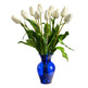 22” Dutch Tulip Artificial Arrangement in Blue Colored Vase-Parc Decor