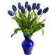 22” Dutch Tulip Artificial Arrangement in Blue Colored Vase-Parc Decor