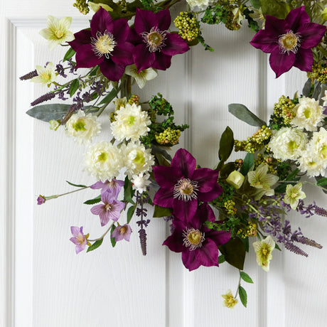 22” Mixed Flower Artificial Wreath-Parc Decor