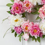 22" Peony Wreath-Parc Decor