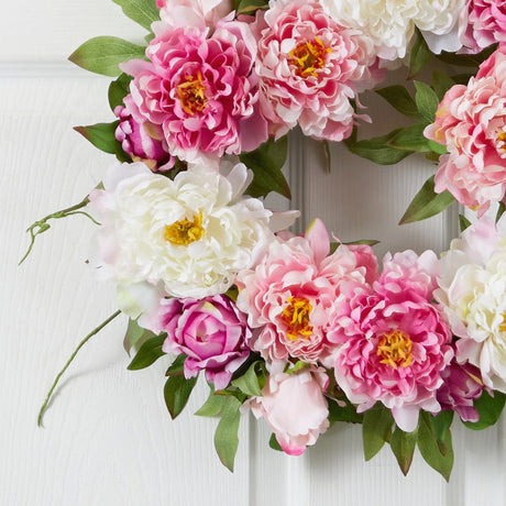 22" Peony Wreath-Parc Decor