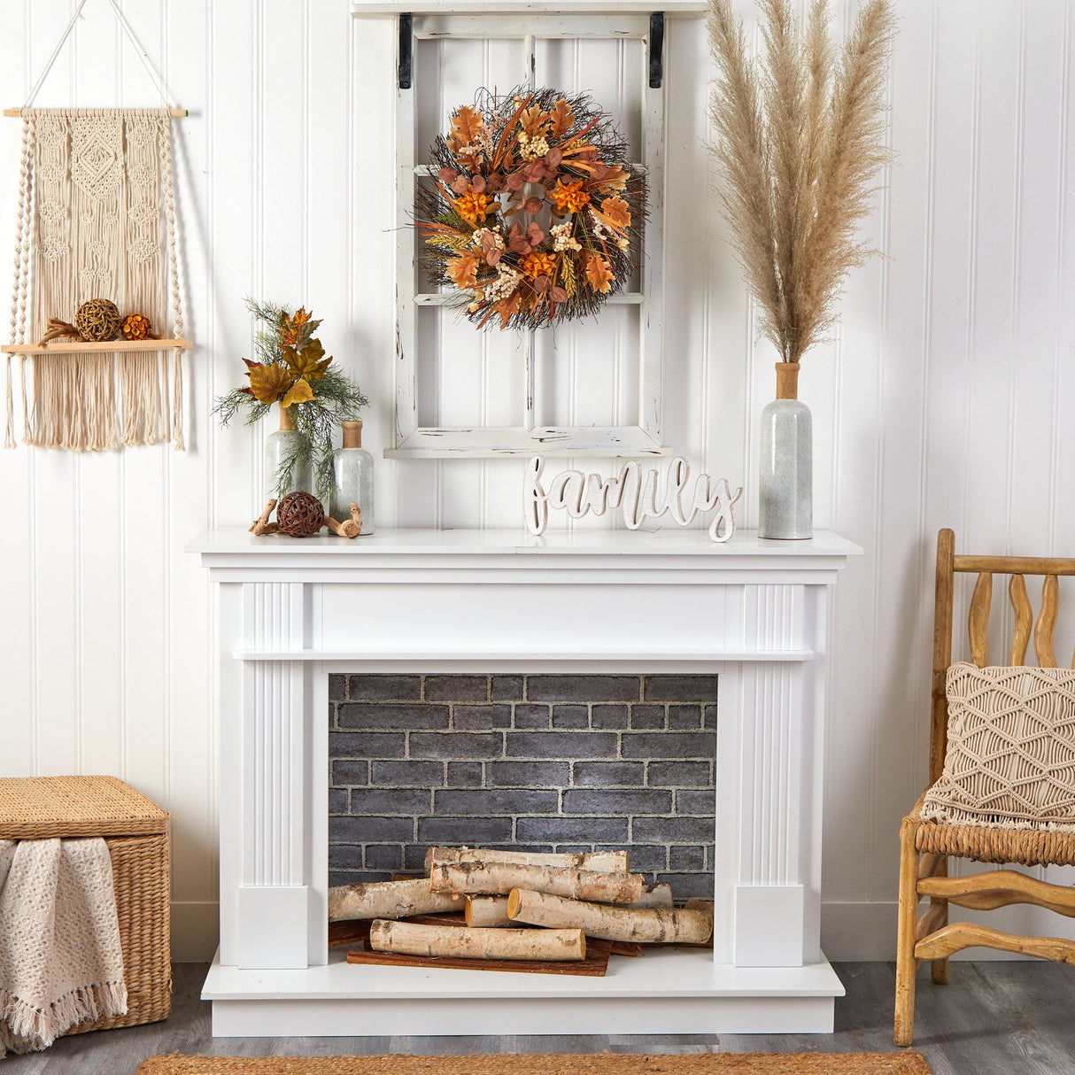 22” Autumn Dahlia and Berries Artificial Fall Wreath-Wreath-Parc Decor