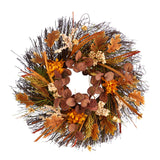 22” Autumn Dahlia and Berries Artificial Fall Wreath-Wreath-Parc Decor
