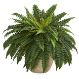 22” Boston Fern Artificial Plant in Sandstone Planter-Plant in Planter-Parc Decor