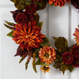22” Dahlia & Mum Wreath - Autumn Beauty-Wreath-Parc Decor