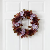 22” Fall Hydrangea and Rose Autumn Artificial Wreath-Wreath-Parc Decor