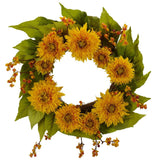 22" Golden Sunflower Wreath-Wreath-Parc Decor
