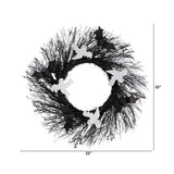 22" Halloween Ghost and Bats Twig Wreath-Wreath-Parc Decor