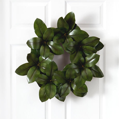 22” Magnolia Leaf Artificial Wreath-Wreath-Parc Decor