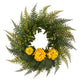 23” Assorted Fern and Chrysanthemum Artificial Wreath-Parc Decor