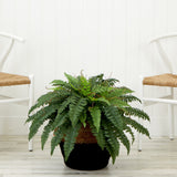 23" Artificial Boston Fern Plant with Handmade Jute & Cotton Basket DIY KIT-Plant in Planter-Parc Decor