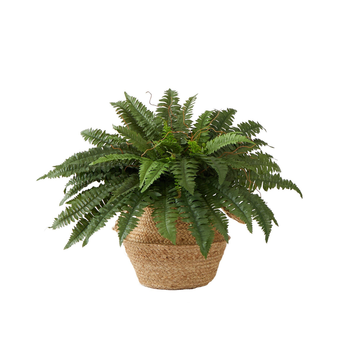 23” Artificial Boston Fern Plant with Handmade Jute & Cotton Basket DIY KIT-Plant in Planter-Parc Decor
