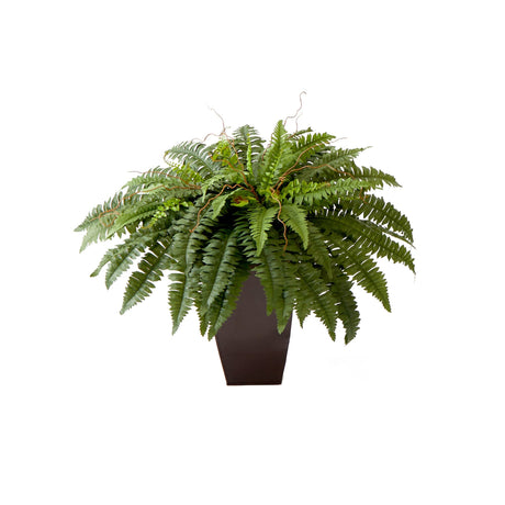 23” Artificial Boston Fern Plant with Tapered Bronze Square Metal Planter DIY KIT-Plant in Planter-Parc Decor