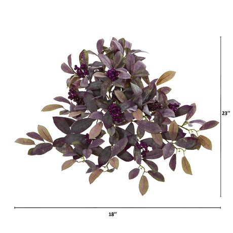 23” Fall Laurel Leaf with Berries Artificial Plant (Set of 3)-Plant-Parc Decor