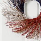 24” Americana Twig Wreath Red White and Blue-Parc Decor