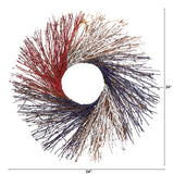 24” Americana Twig Wreath Red White and Blue-Parc Decor