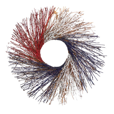 24” Americana Twig Wreath Red White and Blue-Parc Decor