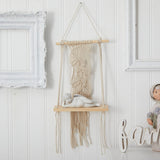 24” Boho Chic Wood Macrame Shelf-Parc Decor
