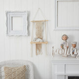 24” Boho Chic Wood Macrame Shelf-Parc Decor