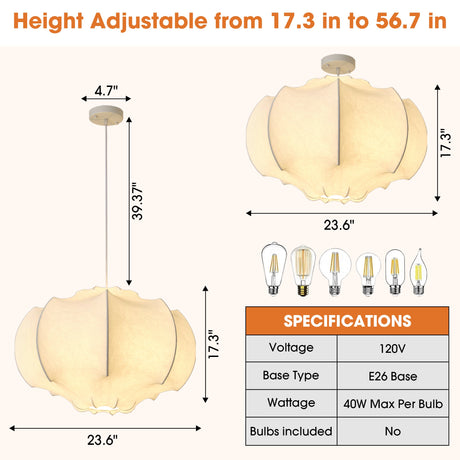 24 Inch Bevis 3-Light White Wabi-sabi Island Pendant Light-Parc Decor