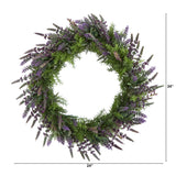 24” Lavender Artificial Wreath-Parc Decor