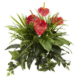 24” Mixed Anthurium Artificial Plant (Set of 2)-Parc Decor