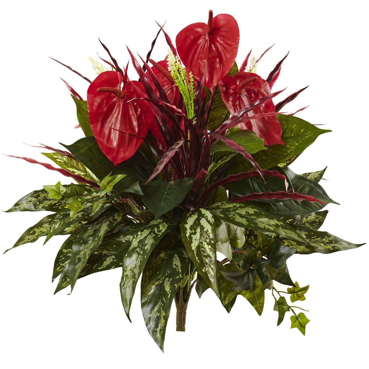 24” Mixed Anthurium Bush (Set of 2)-Parc Decor