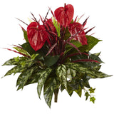 24” Mixed Anthurium Bush (Set of 2)-Parc Decor
