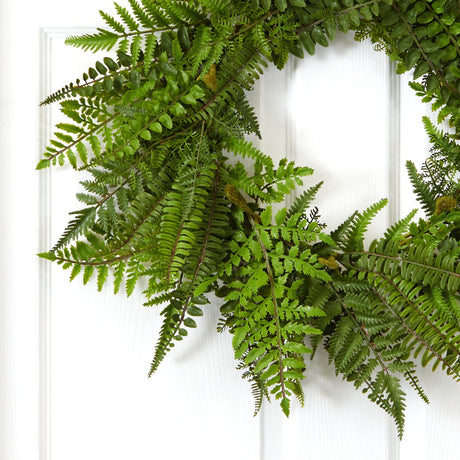 24” Mixed Fern Wreath-Parc Decor