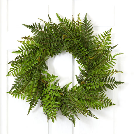 24” Mixed Fern Wreath-Parc Decor