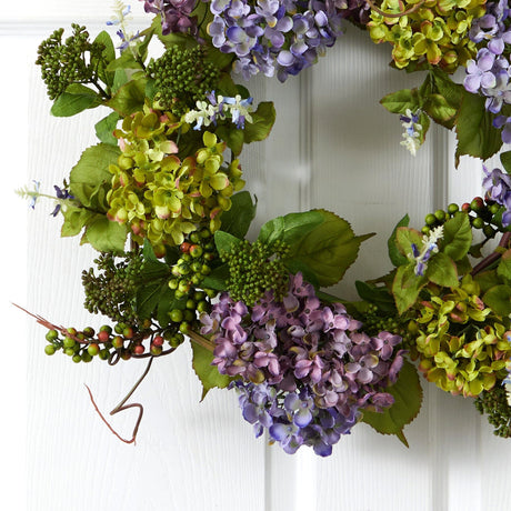 24" Mixed Hydrangea Wreath-Parc Decor