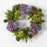 24" Mixed Hydrangea Wreath-Parc Decor